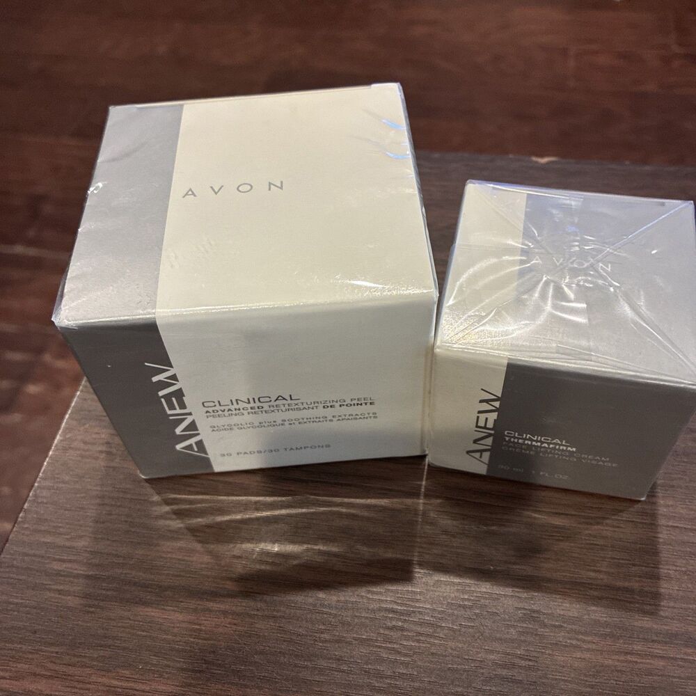 Lot of 2 Avon Anew Clinical Advanced Retexturizing Peel & Thermafirm Face Cream